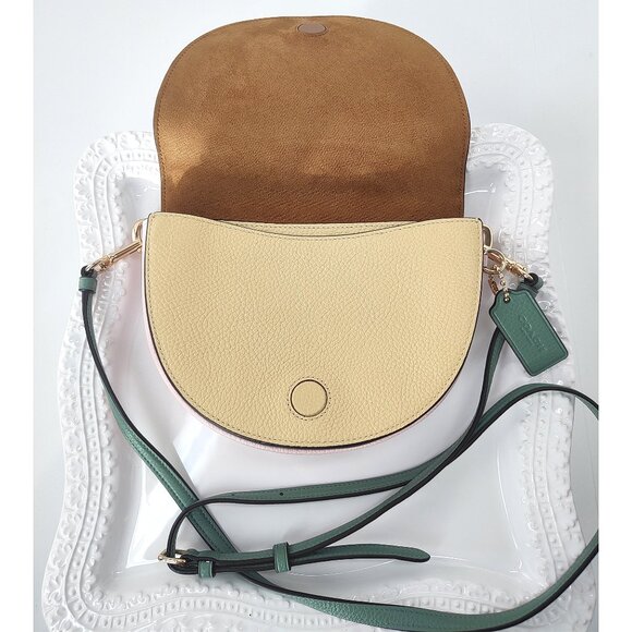 Coach Colorblock ELLEN Bag Small Leather Purse Pink Yellow Green Strap C2857 - Picture 8 of 16